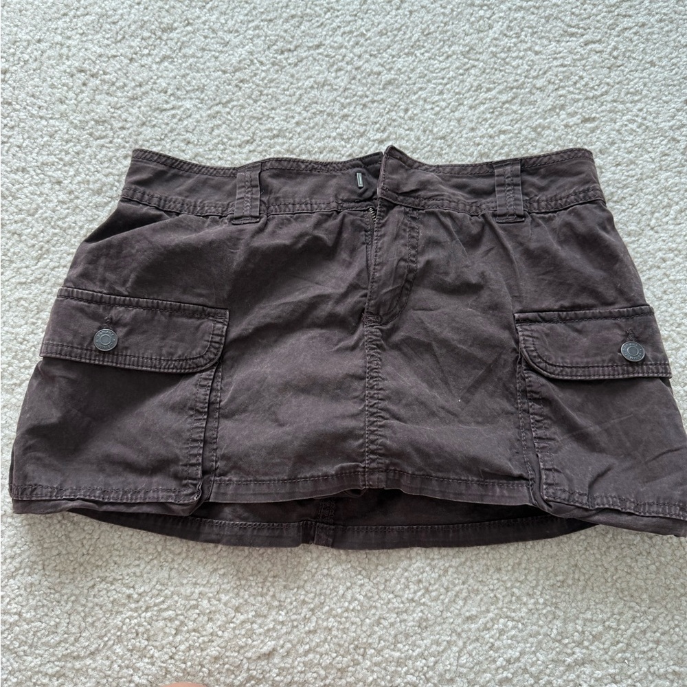 Garage brown cargo mini skirt